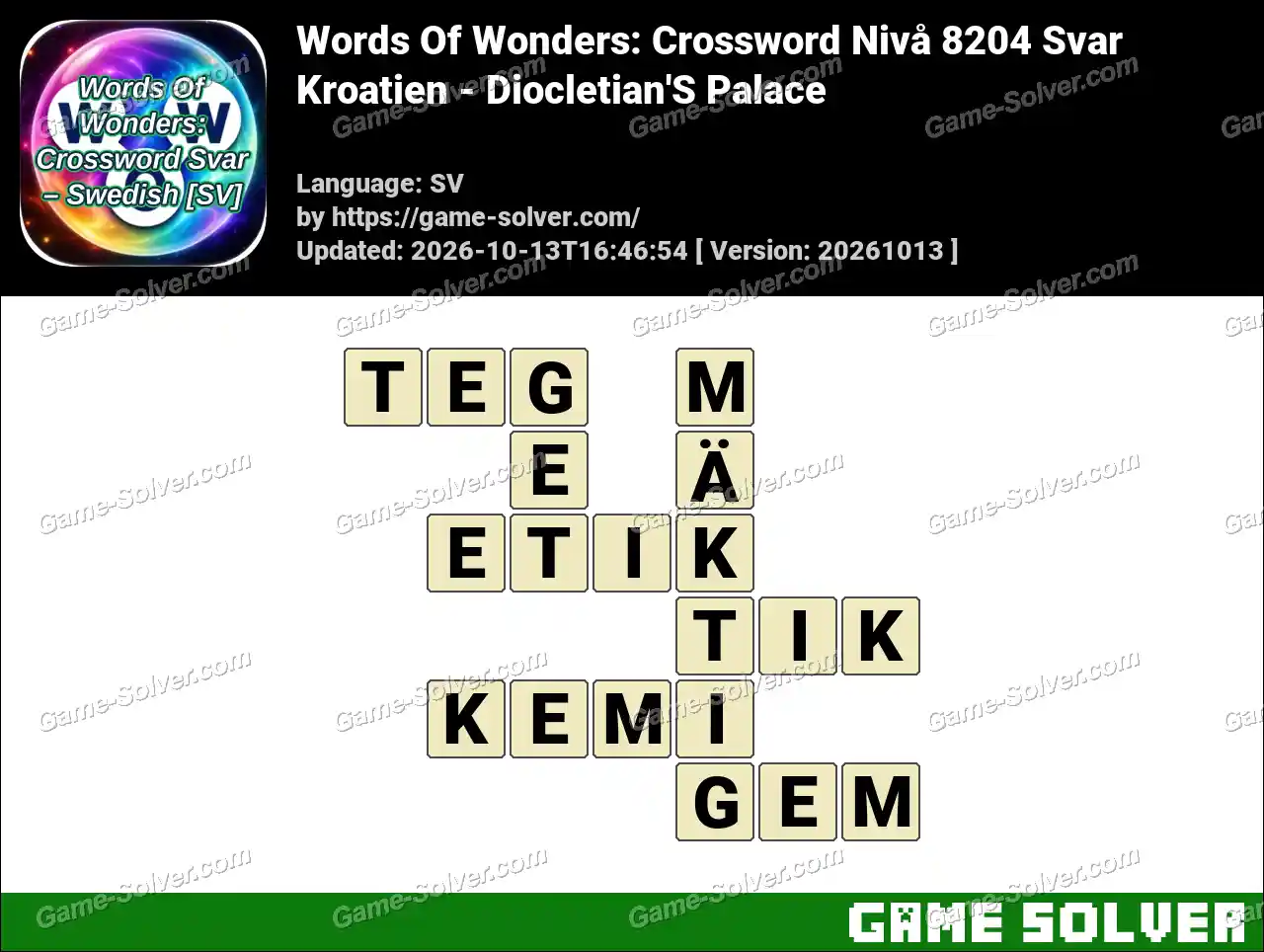 Words Of Wonders: Crossword Nivå 8204 Svar – Kroatien – Diocletian’S Palace